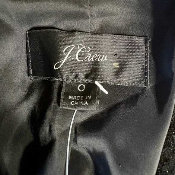J. Crew Black Sparkle Wool Open-Front Blazer. Pockets/Lined. Size 0. New w/tags!